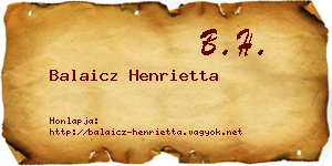 Balaicz Henrietta névjegykártya
